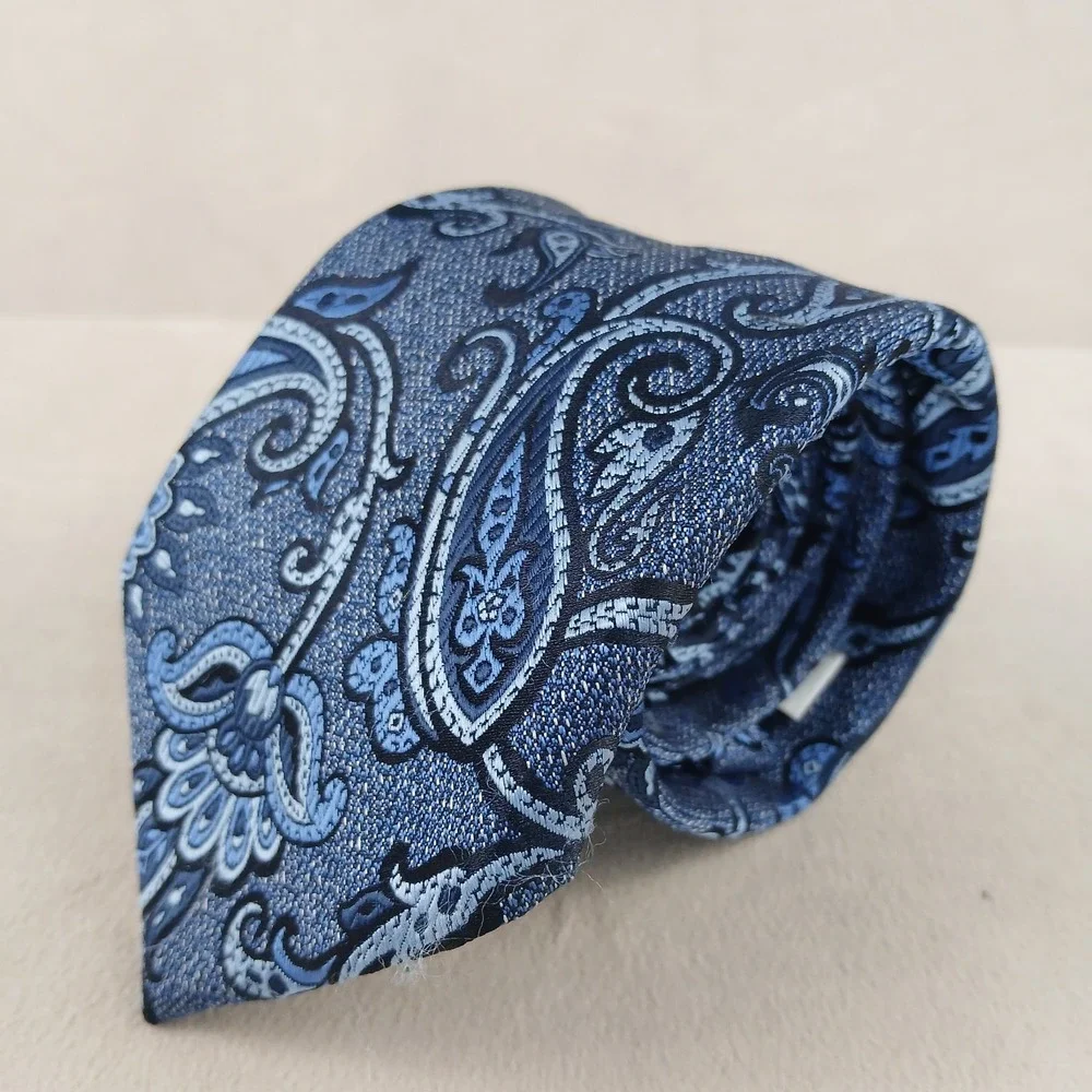 Perry‎ Ellis Portfolio 3.25x60 Mens Tie Silk Jacquard Blue Paisley